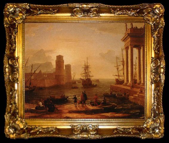 framed  Claude Lorrain utsikt over hamn med bimma, ta009-2